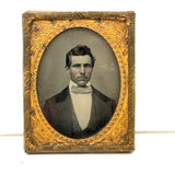 Handsome Gentleman in Formal Attire, c. 1860s Ninth Plate Ambrotype In Foil Wrap