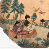Giant Dog,  Family, Women in Canoe - Double-Sided Watercolor