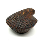 (Feels One Part Treen, One Part Tramp)  Earlier 20th Century Carved Wooden Clam Shaped Box, Believed Japanese