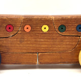 Excellent 1982 Colorful Wooden Puzzle Bus, LS Ruth, Guilford, CT
