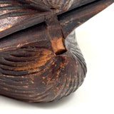 (Feels One Part Treen, One Part Tramp)  Earlier 20th Century Carved Wooden Clam Shaped Box, Believed Japanese
