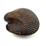 (Feels One Part Treen, One Part Tramp)  Earlier 20th Century Carved Wooden Clam Shaped Box, Believed Japanese