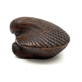 (Feels One Part Treen, One Part Tramp)  Earlier 20th Century Carved Wooden Clam Shaped Box, Believed Japanese