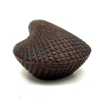 (Feels One Part Treen, One Part Tramp)  Earlier 20th Century Carved Wooden Clam Shaped Box, Believed Japanese