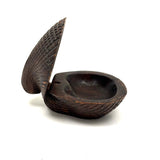 (Feels One Part Treen, One Part Tramp)  Earlier 20th Century Carved Wooden Clam Shaped Box, Believed Japanese