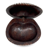 (Feels One Part Treen, One Part Tramp)  Earlier 20th Century Carved Wooden Clam Shaped Box, Believed Japanese