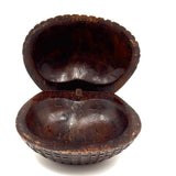 (Feels One Part Treen, One Part Tramp)  Earlier 20th Century Carved Wooden Clam Shaped Box, Believed Japanese