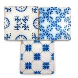 19th Century French Pas de Calais Hand-painted Blue and White Tiles - Mixed Set of Nine