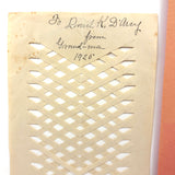 To Paul from Grand-ma, 1925 Cut Paper Lattice With Brilliantly Toned Pink Backing
