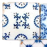 19th Century French Pas de Calais Hand-painted Blue and White Tiles - Mixed Set of Nine