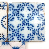 19th Century French Pas de Calais Hand-painted Blue and White Tiles - Mixed Set of Nine