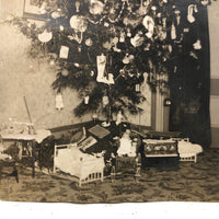 Ceiling Hung Christmas Tree! Antique Snapshot Photo