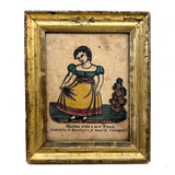 Martha with a New Frock, Hand-colored 1830s B. Brammel Engraving, Philadelphia, in Beautiful Period Gilded Frame