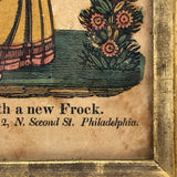 Martha with a New Frock, Hand-colored 1830s B. Brammel Engraving, Philadelphia, in Beautiful Period Gilded Frame