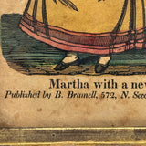 Martha with a New Frock, Hand-colored 1830s B. Brammel Engraving, Philadelphia, in Beautiful Period Gilded Frame
