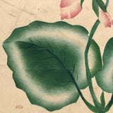 Pink Flowers, 19th C. Theorem Watercolor on Wove