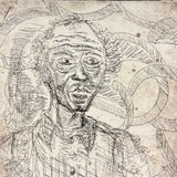 Wonderfully Expressive c. 1920s-40s Etching of Curly Haired Man Singed MW
