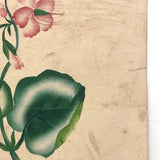 Pink Flowers, 19th C. Theorem Watercolor on Wove