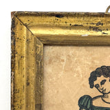 Martha with a New Frock, Hand-colored 1830s B. Brammel Engraving, Philadelphia, in Beautiful Period Gilded Frame