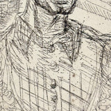 Wonderfully Expressive c. 1920s-40s Etching of Curly Haired Man Singed MW