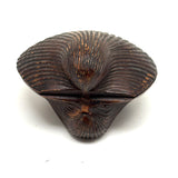 (Feels One Part Treen, One Part Tramp)  Earlier 20th Century Carved Wooden Clam Shaped Box, Believed Japanese