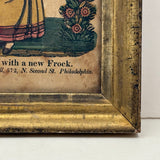 Martha with a New Frock, Hand-colored 1830s B. Brammel Engraving, Philadelphia, in Beautiful Period Gilded Frame