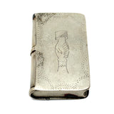 Antique Book-Shaped Folk Engraved Snuff Box with (Male and Female) Shaking Hands