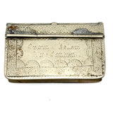 Antique Book-Shaped Folk Engraved Snuff Box with (Male and Female) Shaking Hands