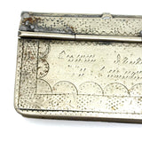 Antique Book-Shaped Folk Engraved Snuff Box with (Male and Female) Shaking Hands