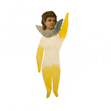 Soulful Gesture, Antique Paper Doll with Yellow Arms and Die Cut Face
