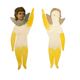 Soulful Gesture, Antique Paper Doll with Yellow Arms and Die Cut Face