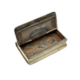 Antique Book-Shaped Folk Engraved Snuff Box with (Male and Female) Shaking Hands