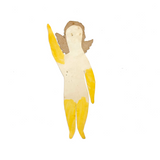 Soulful Gesture, Antique Paper Doll with Yellow Arms and Die Cut Face