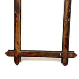 Simple, Useful Antique Chip Carved Tramp Art Frame in Red Paint with Original Glass