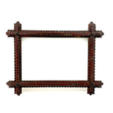Simple, Useful Antique Chip Carved Tramp Art Frame in Red Paint with Original Glass