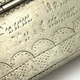 Antique Book-Shaped Folk Engraved Snuff Box with (Male and Female) Shaking Hands