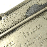 Antique Book-Shaped Folk Engraved Snuff Box with (Male and Female) Shaking Hands