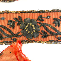 Amazing Antique Metallic Embroidery on Silk Ribbon (Collection of Pieces)