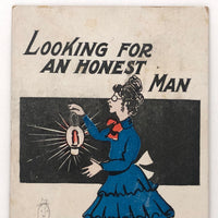 Looking for an Honest Man, 1906 Postcard with Pencil Drawn Honest Little Man!