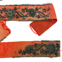 Amazing Antique Metallic Embroidery on Silk Ribbon (Collection of Pieces)