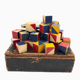 Early O'Brien Brothers Tobacco Box Filled with Color Cube Blocks (Set of 49)