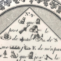 Early 19th C. French Creil Montereau Faience Rebus Plate ((Hairline Crack)