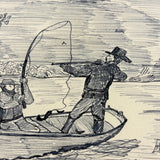Bennie to Emma, Later 19th Century Ink Drawing of Hunter and Fisherman in Boat