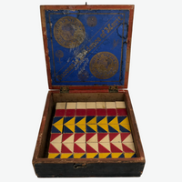 Early O'Brien Brothers Tobacco Box Filled with Color Cube Blocks (Set of 49)