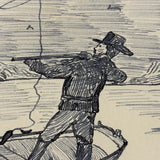 Bennie to Emma, Later 19th Century Ink Drawing of Hunter and Fisherman in Boat
