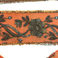 Amazing Antique Metallic Embroidery on Silk Ribbon (Collection of Pieces)