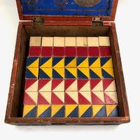 Early O'Brien Brothers Tobacco Box Filled with Color Cube Blocks (Set of 49)
