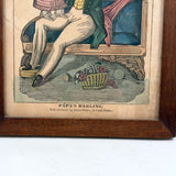 Papa's Darling, c. 1850 James Fisher, Boston Hand-colored Wood Engraving in Antique Walnut Frame