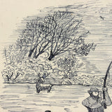 Bennie to Emma, Later 19th Century Ink Drawing of Hunter and Fisherman in Boat