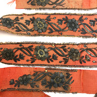 Amazing Antique Metallic Embroidery on Silk Ribbon (Collection of Pieces)